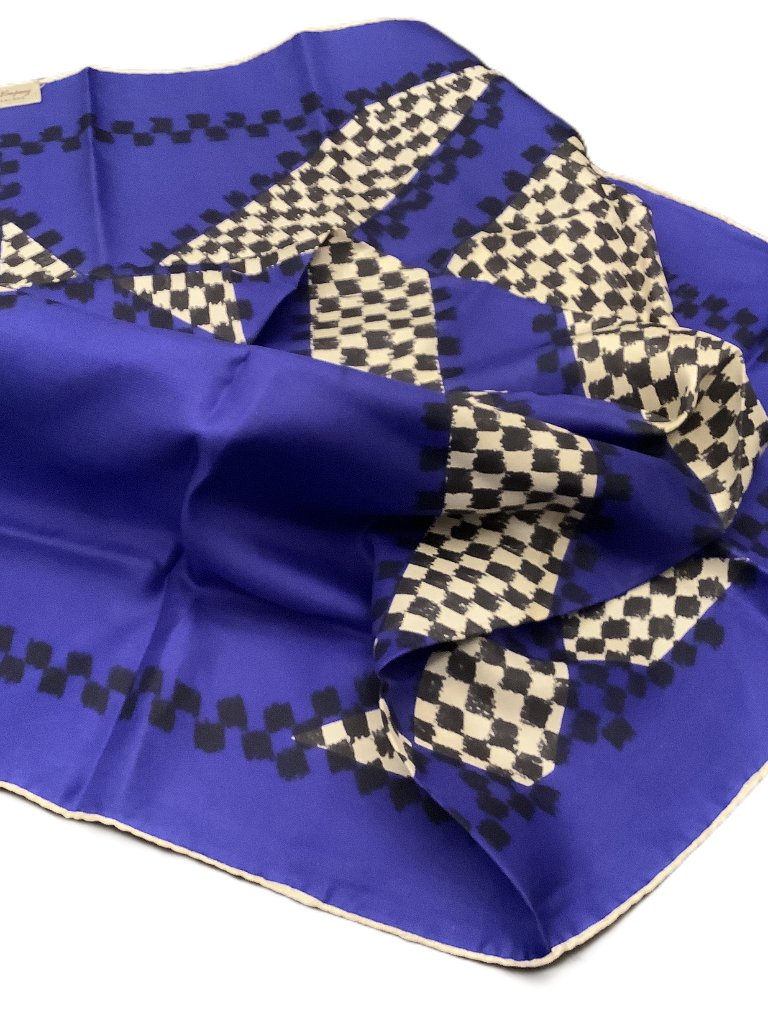 Cobalt Blue Geometric Scarf Made In Switzerland
